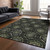 3' X 5' Green Gray And Charcoal Medallion Washable Indoor Outdoor Area Rug