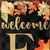 36" Black Orange And Gold Welcome Autumn Leaves Solid Wood Porch Sign