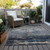 3' X 5' Navy Blue Gray And Black Abstract Washable Indoor Outdoor Area Rug