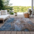 5' X 8' Brown And Blue Abstract Washable Indoor Outdoor Area Rug