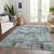 3' X 5' Artichoke Green Charcoal And Purple Striped Washable Indoor Outdoor Area Rug