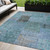 5' X 8' Teal Blue Aqua And Gray Patchwork Washable Indoor Outdoor Area Rug