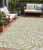 5' X 8' Artichoke Green And Ivory Floral Washable Indoor Outdoor Area Rug Transitional Style - Artichoke Green, Ivory Color