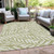 5' X 8' Artichoke Green And Ivory Floral Washable Indoor Outdoor Area Rug Transitional Style - Artichoke Green, Ivory Color