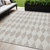 5' X 8' Beige Geometric Washable Indoor Outdoor Area Rug