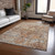 5' X 8' Coral Terra Cotta And Beige Floral Washable Indoor Outdoor Area Rug