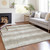 5' X 8' Ivory Beige And Taupe Striped Washable Indoor Outdoor Area Rug