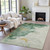 5' X 8' Emerald And Gold Abstract Washable Indoor Outdoor Area Rug