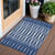 3' X 5' Navy Blue Gray And Ivory Geometric Washable Indoor Outdoor Area Rug