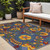 6' X 9' Blue Yellow And Green Indoor Outdoor Area Rug