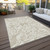 5' X 8' Beige And Ivory Damask Washable Indoor Outdoor Area Rug - Beige, Ivory