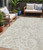5' X 8' Beige And Ivory Damask Washable Indoor Outdoor Area Rug