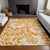3' X 5' Orange and White Floral Washable Non Skid Indoor Outdoor Area Rug