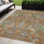 5' X 8' Copper Green And Beige Floral Washable Indoor Outdoor Area Rug