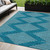 5' X 8' Teal Blue And Ivory Geometric Washable Indoor Outdoor Area Rug Transitional Style - Teal Blue, Ivory Color