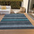 3' X 5' Teal Blue And Gray Striped Washable Indoor Outdoor Area Rug - Teal Blue, Gray