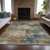 3' X 5' Blue Green And Beige Abstract Washable Indoor Outdoor Area Rug