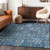 3' X 5' Blue And Ivory Floral Washable Indoor Outdoor Area Rug