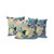 Set of Three 16" X 16" Blue and Yellow Bird Blown Seam Floral Indoor Outdoor Throw Pillow Polyester