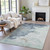 3' X 5' Pale Aqua And Taupe Abstract Washable Indoor Outdoor Area Rug
