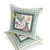 Set of Two 16" X 16" Green and White Peacock Blown Seam Floral Indoor Outdoor Throw Pillow