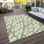 3' X 5' Green And Ivory Abstract Washable Indoor Outdoor Area Rug