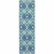 2' X 8' Blue and Ivory Geometric Stain Resistant Indoor Outdoor Area Rug