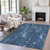 3' X 5' Blue And Ivory Abstract Washable Indoor Outdoor Area Rug - Blue, Ivory