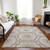 3' X 5' Beige Brown And Teal Blue Floral Medallion Washable Indoor Outdoor Area Rug
