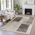 3' X 5' Brown And Taupe Geometric Washable Indoor Outdoor Area Rug