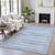 3' X 5' Sky Blue And Ivory Striped Washable Indoor Outdoor Area Rug - Sky Blue, Ivory