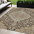 5' X 8' Chocolate Beige And Gray Oriental Washable Indoor Outdoor Area Rug - Chocolate, Beige, Gray