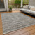 5' X 8' Beige And Gray Striped Washable Indoor Outdoor Area Rug - Beige, Gray