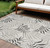 9' X 12' Gray Black And Ivory Palm Leaf Indoor Outdoor Area Rug