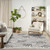 9' X 12' Gray Black And Ivory Palm Leaf Indoor Outdoor Area Rug