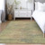 5' X 8' Artichoke Green Fern Green And Gold Abstract Washable Indoor Outdoor Area Rug
