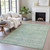3' X 5' Teal Blue And Linen Oriental Washable Indoor Outdoor Area Rug