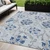 5' X 8' Sky Blue And Gray Floral Washable Indoor Outdoor Area Rug