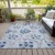 5' X 8' Sky Blue And Gray Floral Washable Indoor Outdoor Area Rug