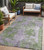 5' X 8' Green and Purple Abstract Washable Non Skid Indoor Outdoor Area Rug