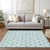 5' X 8' Teal Blue And Ivory Geometric Washable Indoor Outdoor Area Rug Transitional Style - Teal Blue, Ivory Color