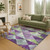 3' X 5' Purple And Lime Green Geometric Washable Indoor Outdoor Area Rug