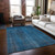 5' X 8' Blue Striped Washable Non Skid Indoor Outdoor Area Rug Transitional Style - Blue Color