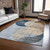 3' X 5' Sky Blue Brown And Beige Geometric Washable Indoor Outdoor Area Rug