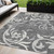 5' X 8' Charcoal Silver And Gray Floral Washable Indoor Outdoor Area Rug