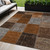 5' X 8' Orange And Taupe Patchwork Washable Indoor Outdoor Area Rug