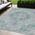 5' X 8' Teal Blue Floral Medallion Washable Indoor Outdoor Area Rug - 880016716726