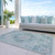 5' X 8' Teal Blue Floral Medallion Washable Indoor Outdoor Area Rug