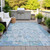 3' X 5' Blue And Silver Patchwork Washable Indoor Outdoor Area Rug