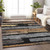 5' X 8' Black Gold And Brown Striped Washable Indoor Outdoor Area Rug